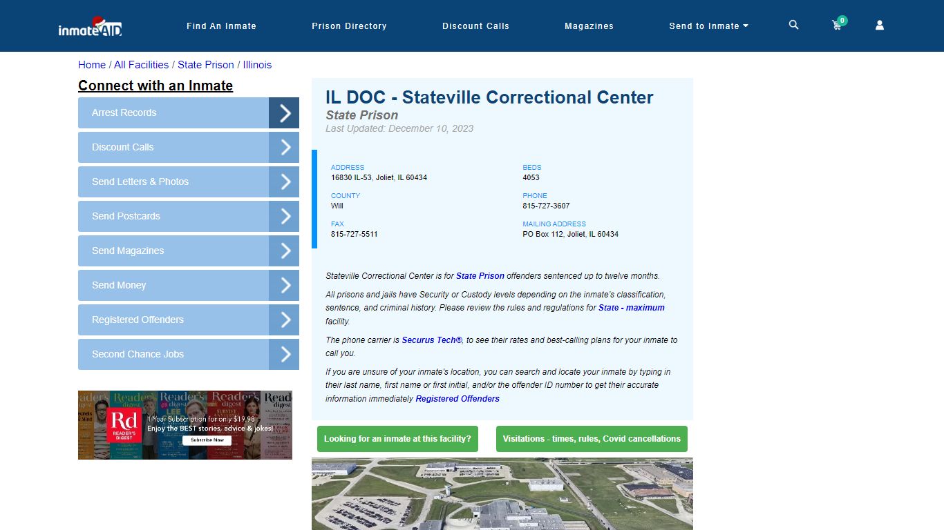IL DOC - Stateville Correctional Center & Inmate Search - Joliet, IL